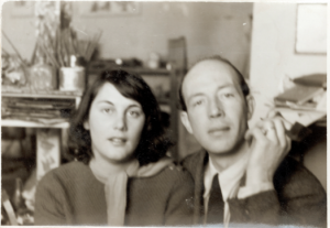 Karl Otto Gotz met fotografe Henny Riemens, vriendin van Corneille (1949)